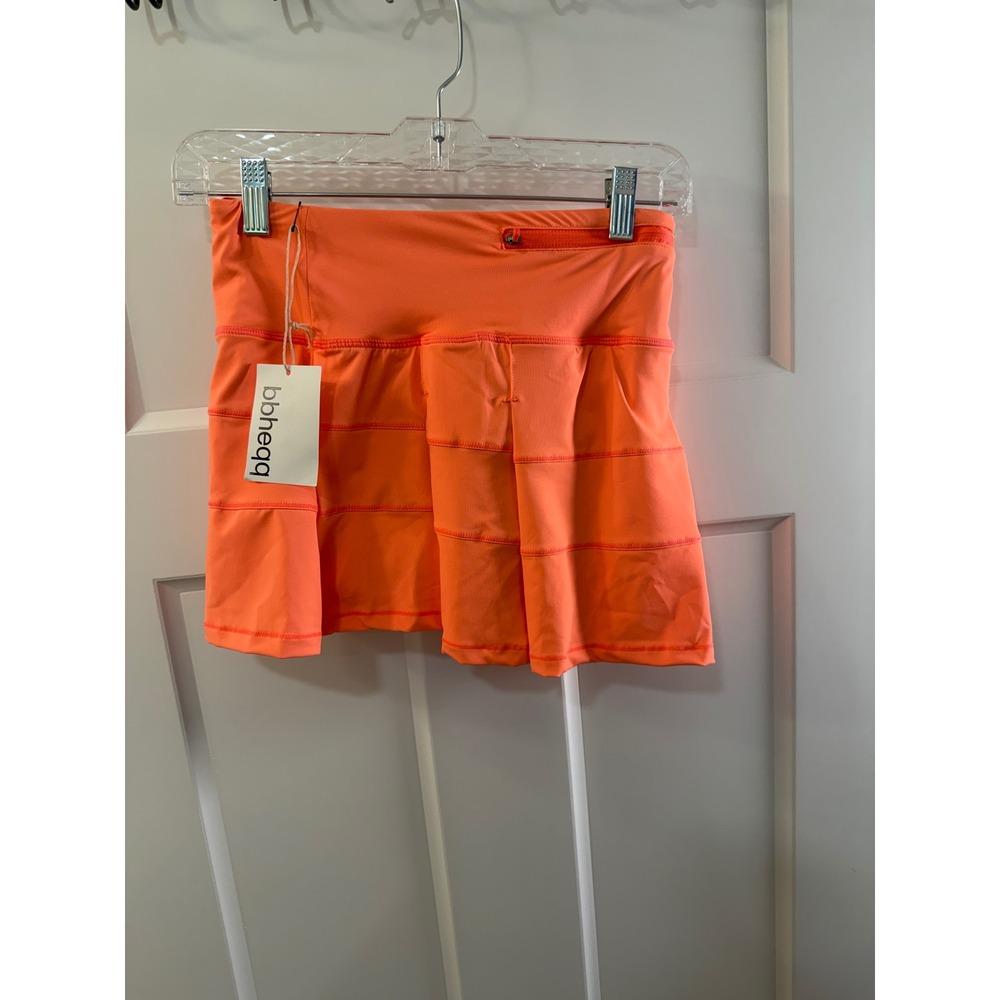 bbhegg Women High Waisted Tennis Skort Light Orange Pleated Athletic Skirt XS